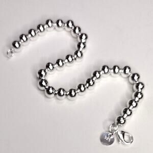 925 Silver Plated Ball Bracelet 6mm Christmas Birthday Valentine's Gift - NEW!